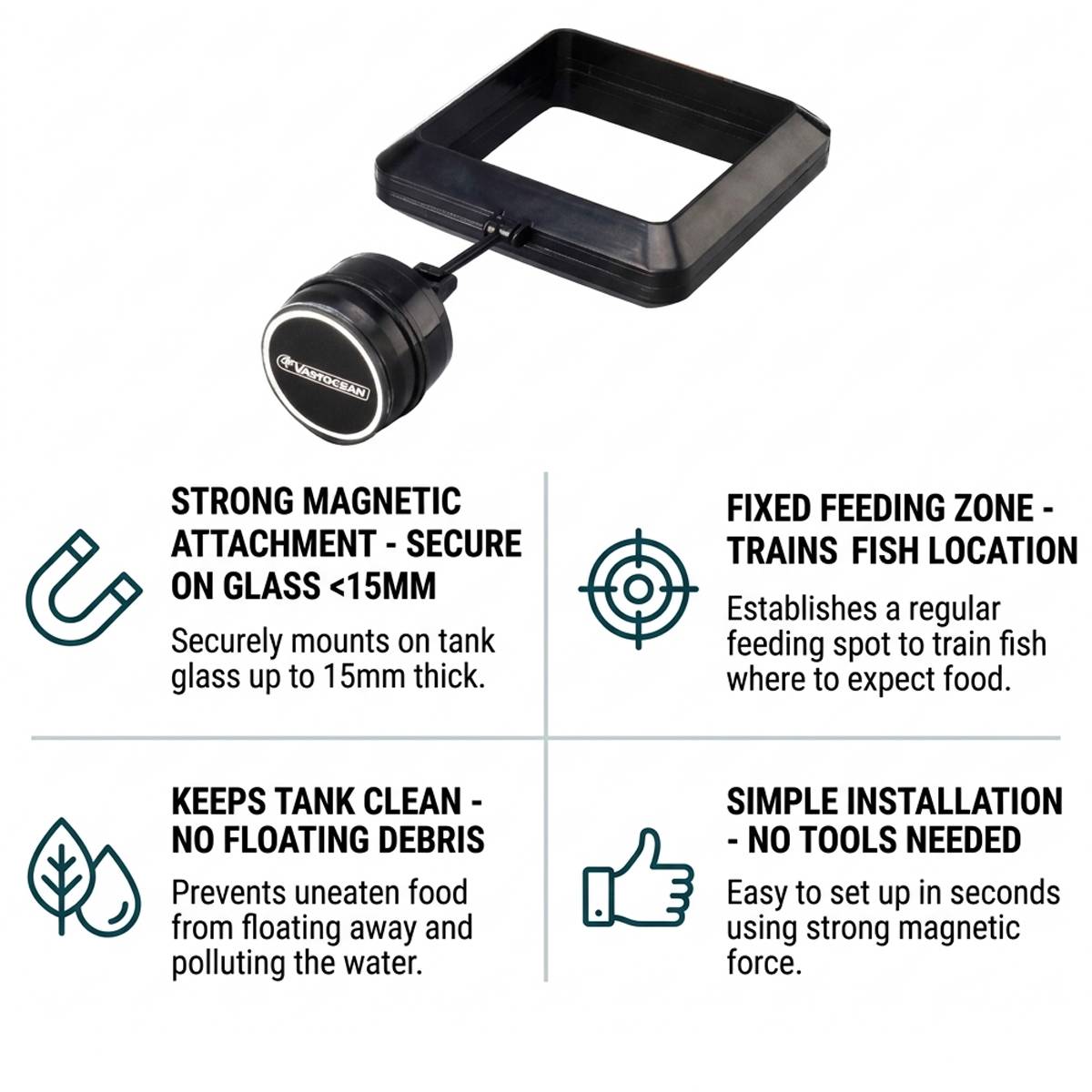 Magnetic aquarium feeding ring for fish food – product view 9