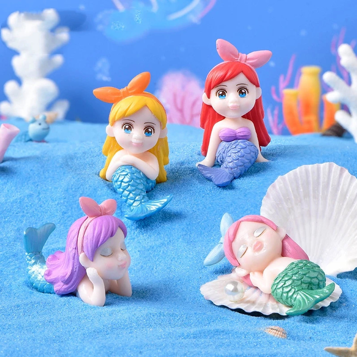 Mini Mermaid Figurine Set 8PCS