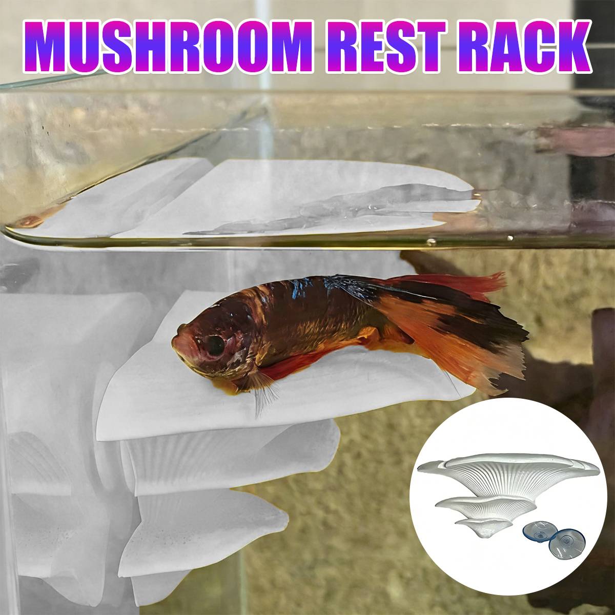 Resin mushroom terrarium ledge with two suction cups