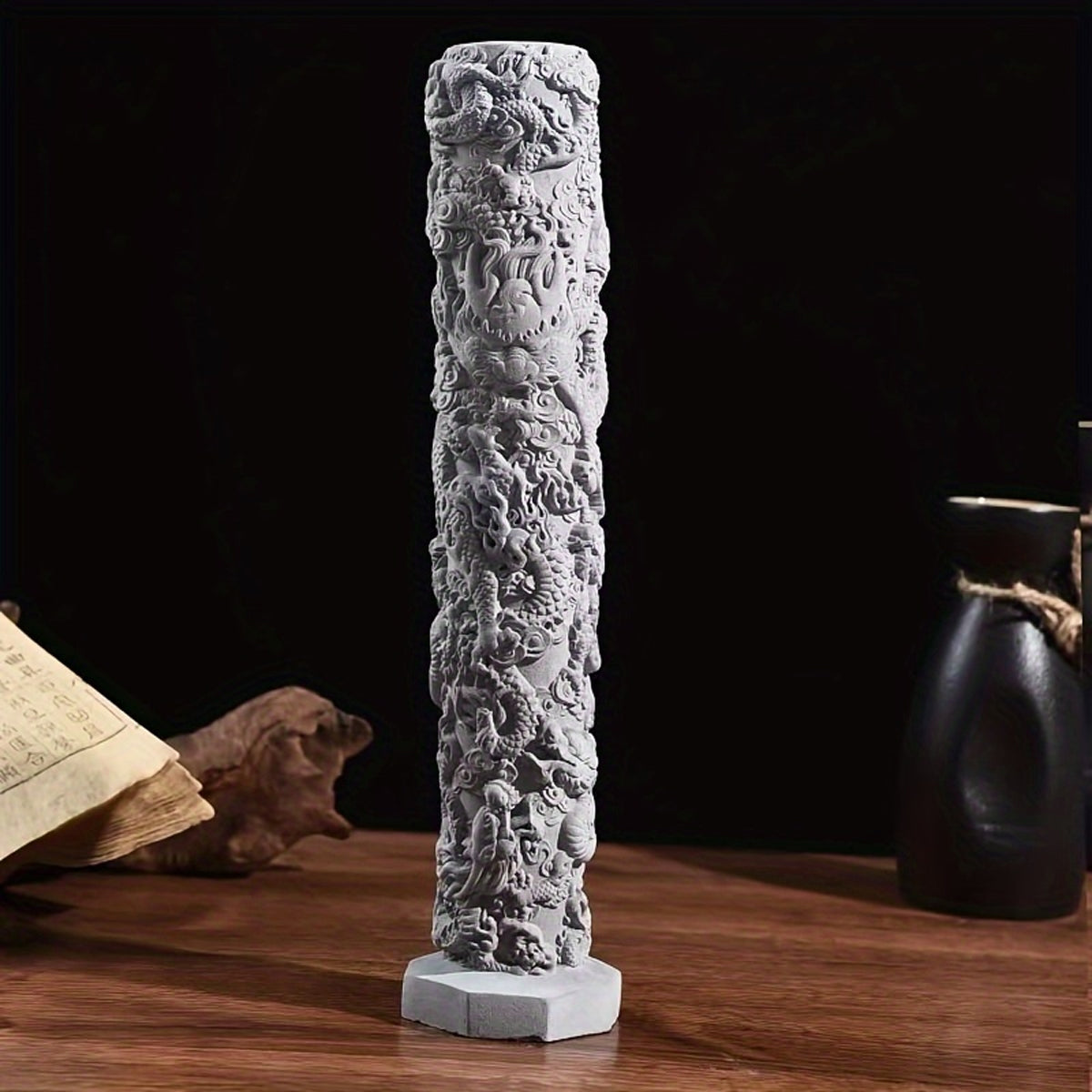 Nine-Dragon Decorative Cement Column