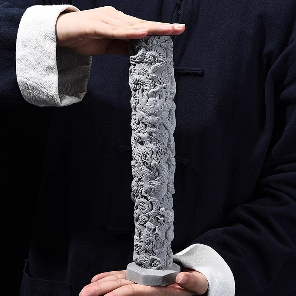 Nine-Dragon Decorative Cement Column