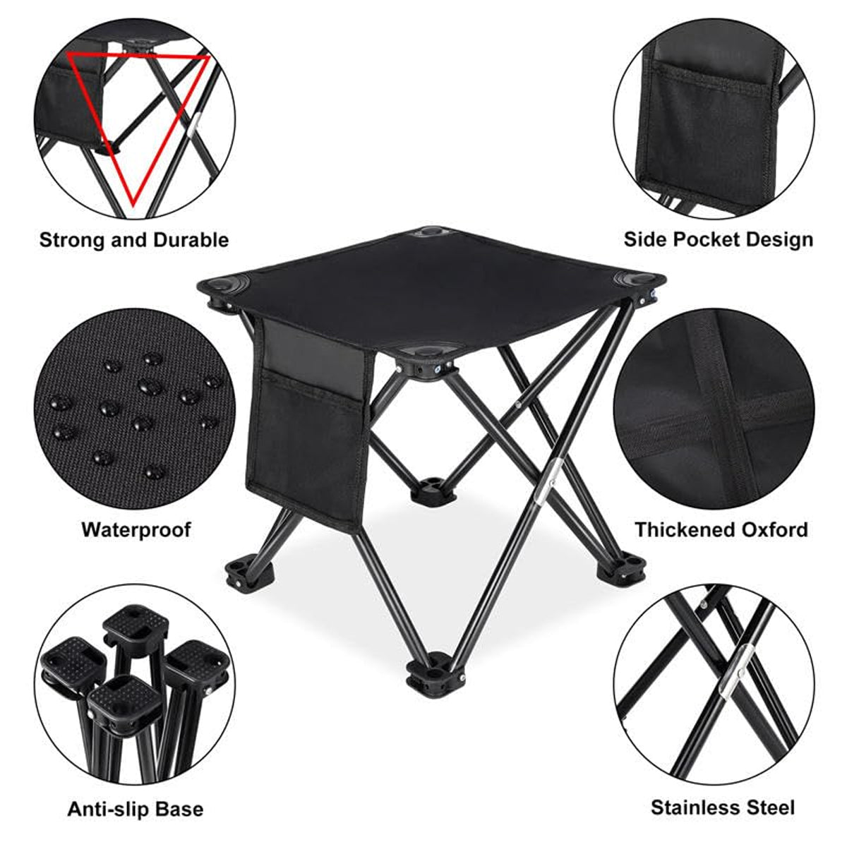 Compact Folding Camping Chair with Pocket and Carry Bag