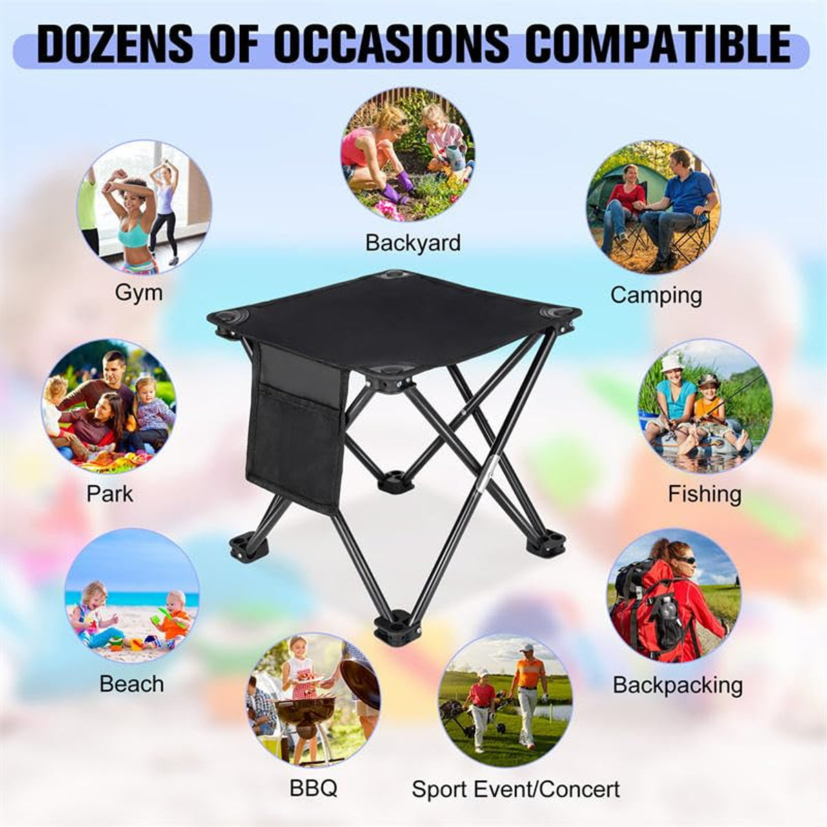 Compact Folding Camping Chair with Pocket and Carry Bag