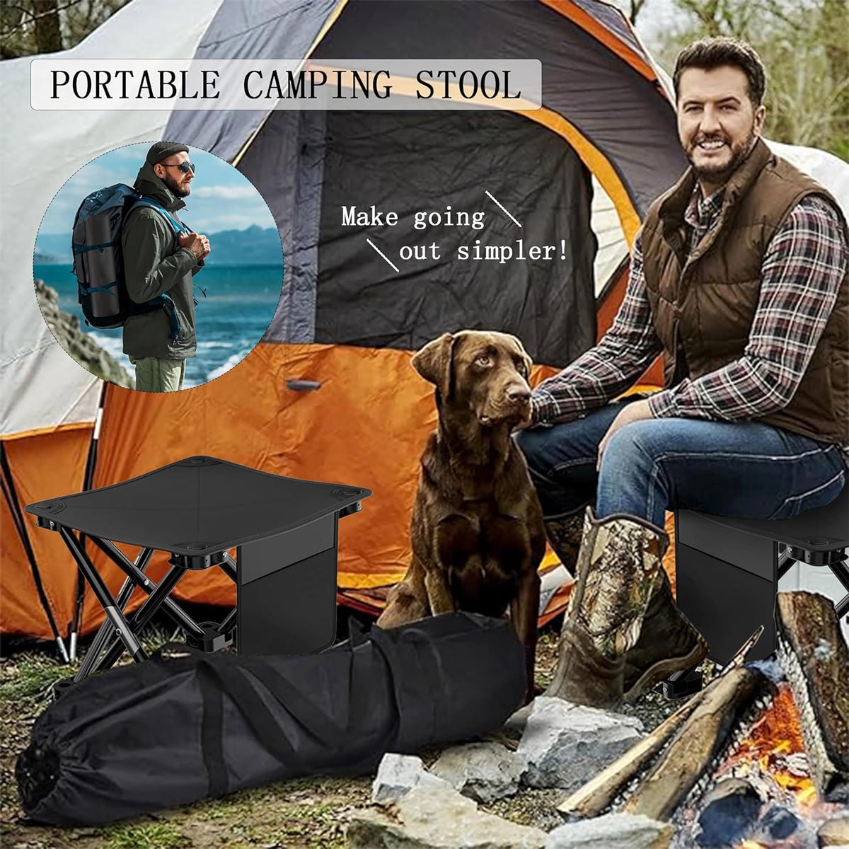 Compact Folding Camping Chair with Pocket and Carry Bag