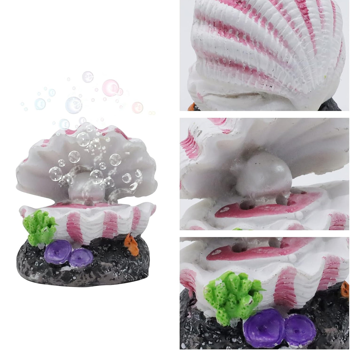 Aquarium Pearl Shell Decoration with Bubble Oxygenator