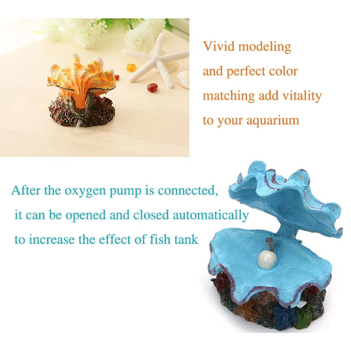 Animated Clam Shell Aquarium Ornament