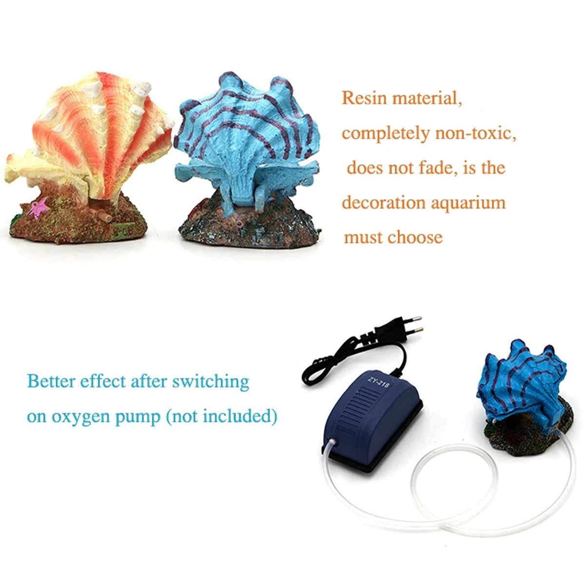 Animated Clam Shell Aquarium Ornament