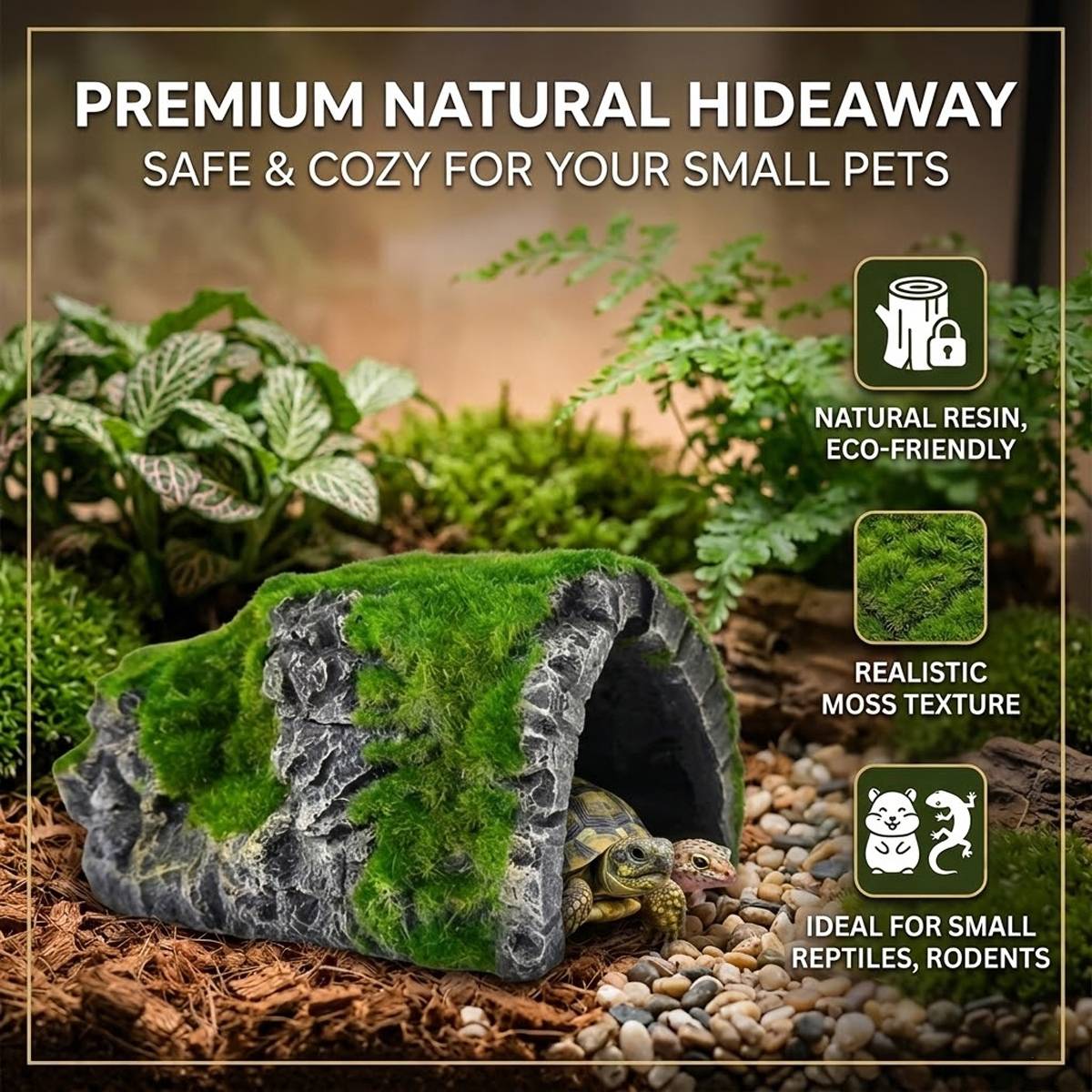 Aquarium Hideout Cave Moss Rock Decor