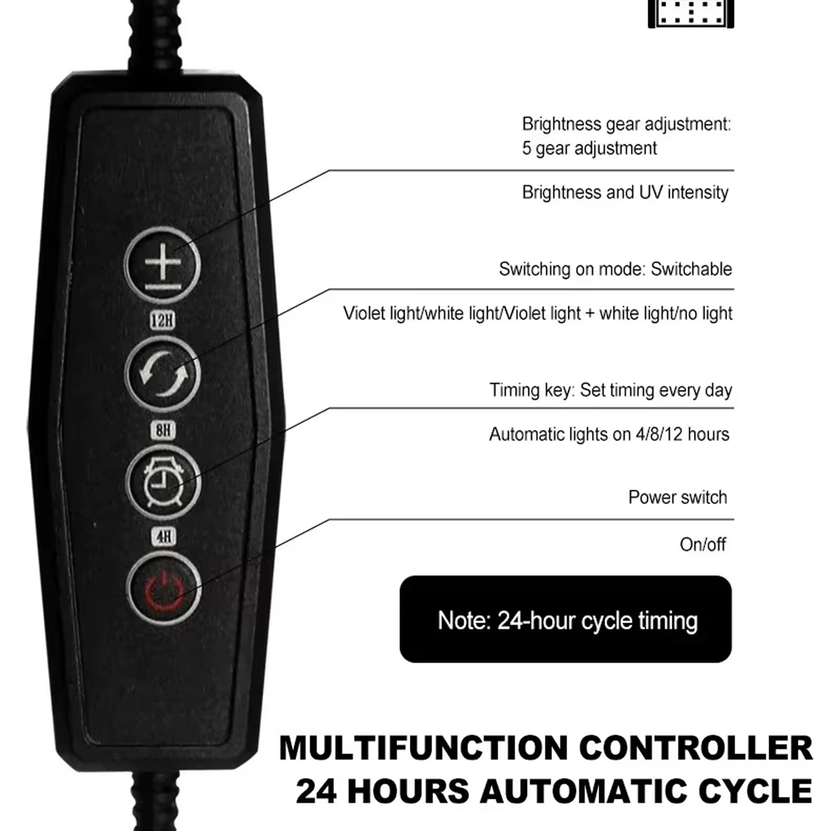 Adjustable Reptile UVB LED Light with Timer and UVA Support