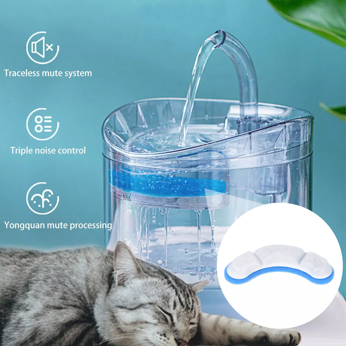 6PCS Cat Water Fountain Activated Carbon Replacement Filter for Pet Dog Drinking