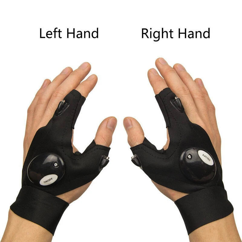2x LED Light Fishing Finger Gloves for Night Rescue Use
