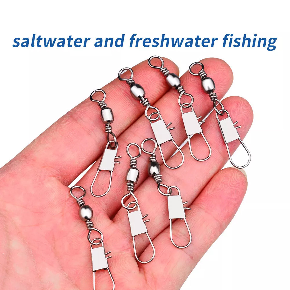 200Pcs Fishing Pin Connectors Carbon Steel B-Type Swivels for Lures & Hooks