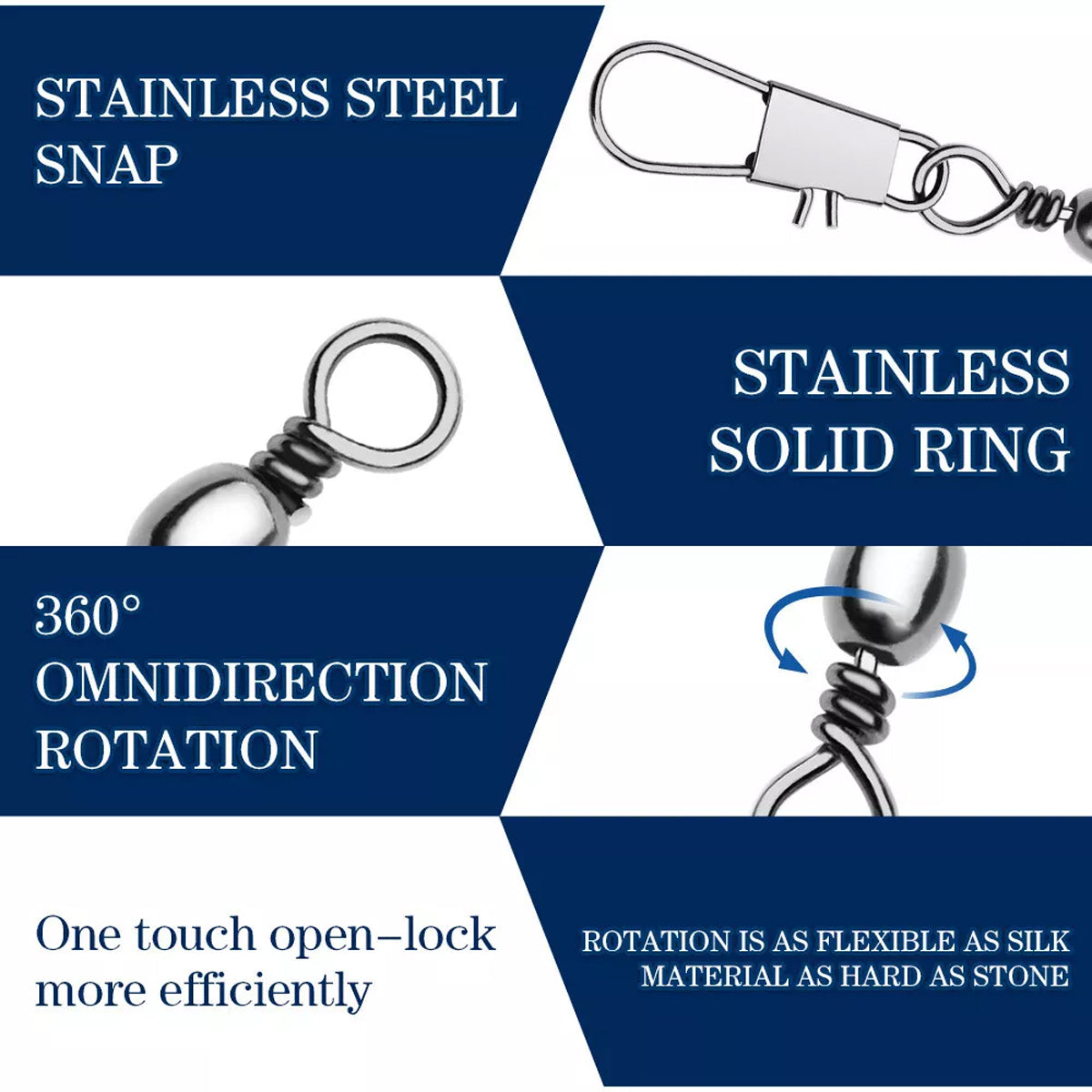 200Pcs Fishing Pin Connectors Carbon Steel B-Type Swivels for Lures & Hooks