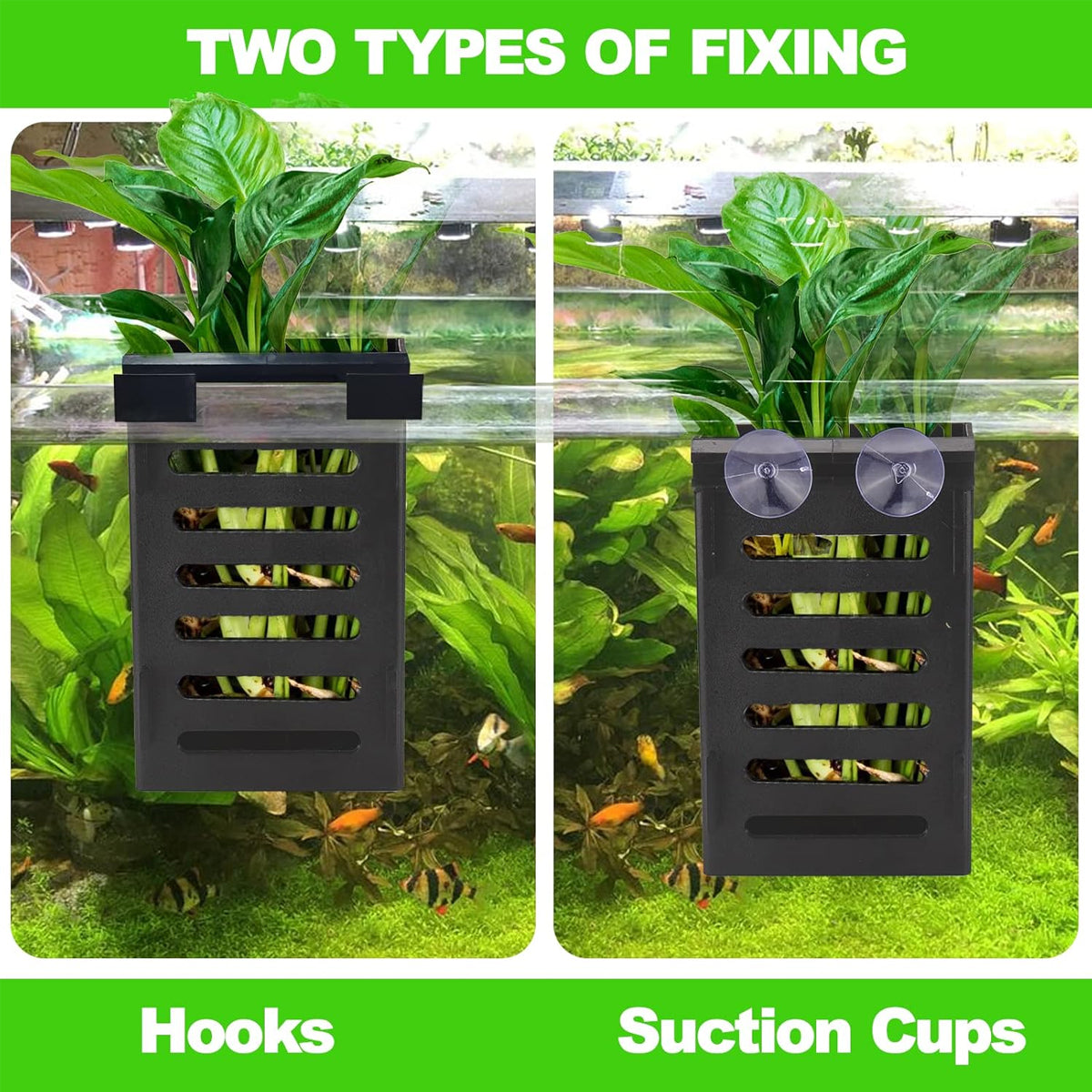 Aquarium Hydroponic Plant Holder Basket With Suction Cups And Hooks