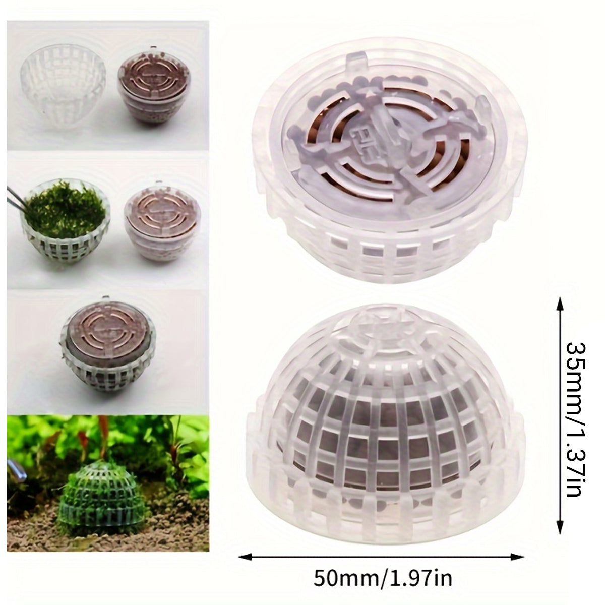 Aquarium Plastic Moss Ball Set 3PCS Plant Holder for Fish Tank