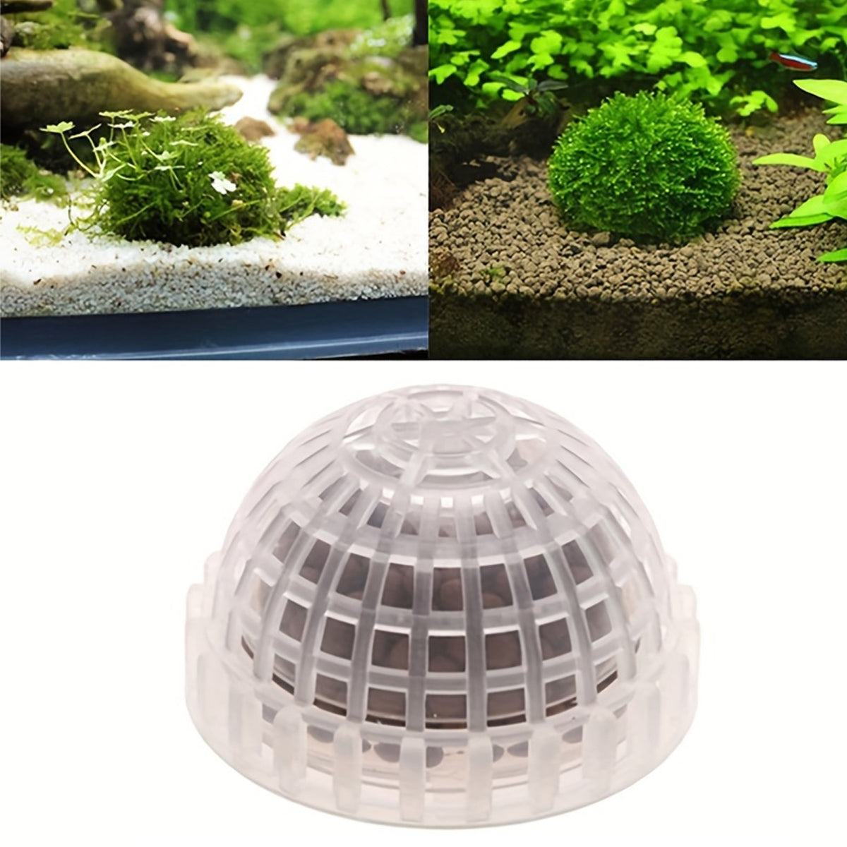 Aquarium Plastic Moss Ball Set 3PCS Plant Holder for Fish Tank