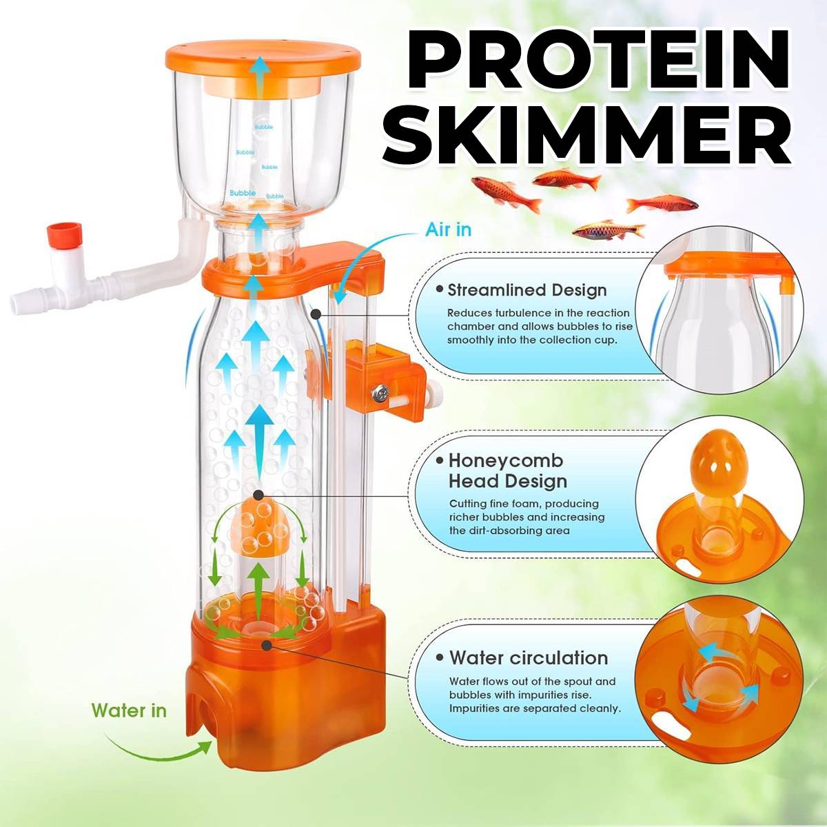 Protein Skimmer Aquarium Filter DC-SQ-70 Marine Reef Skimmer