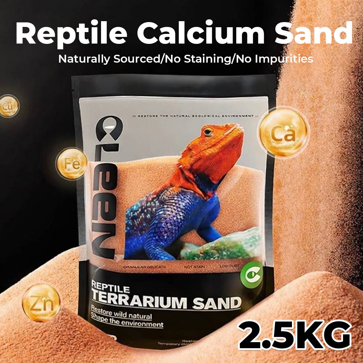 Orange reptile calcium sand vivarium substrate
