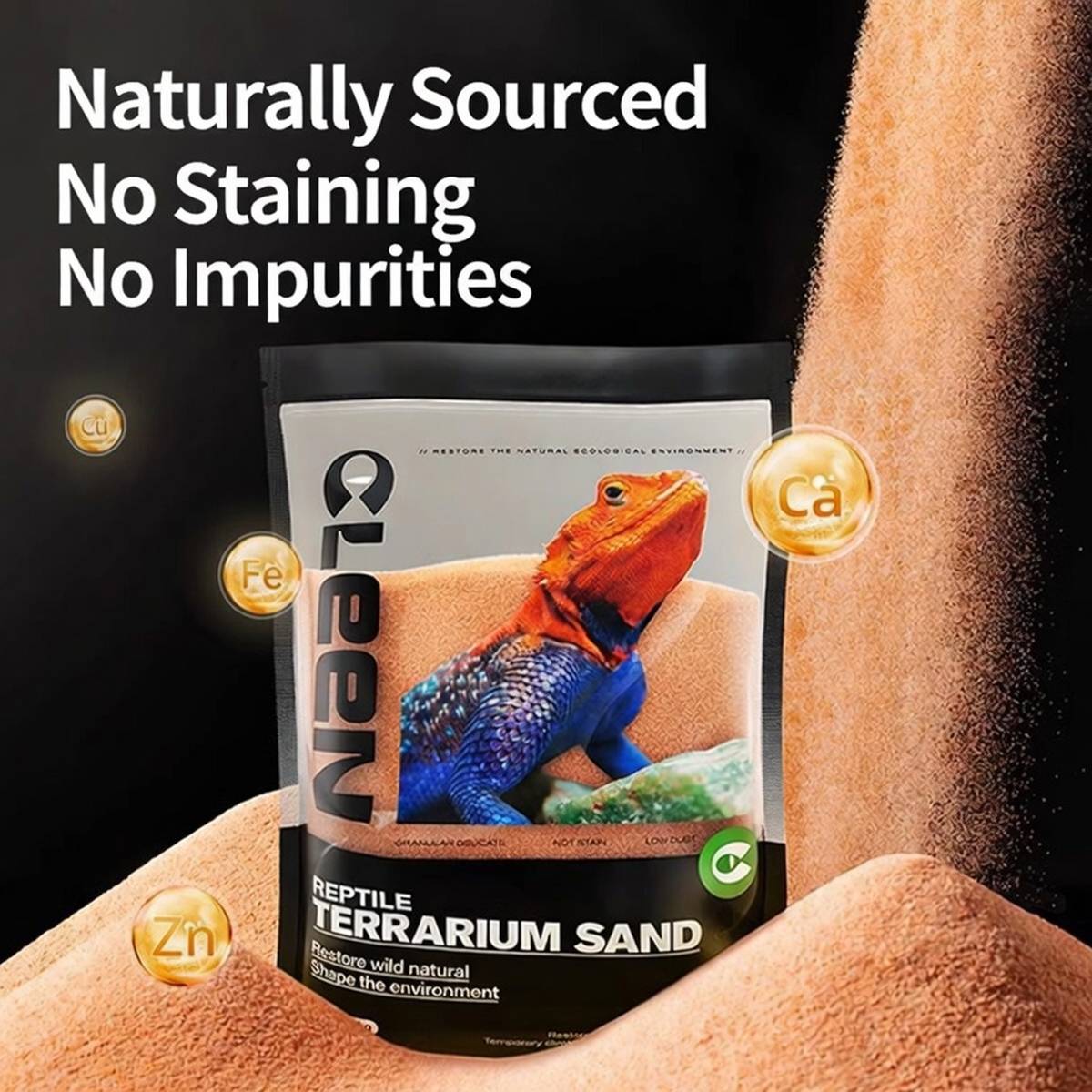 Orange reptile calcium sand vivarium substrate – product view 6