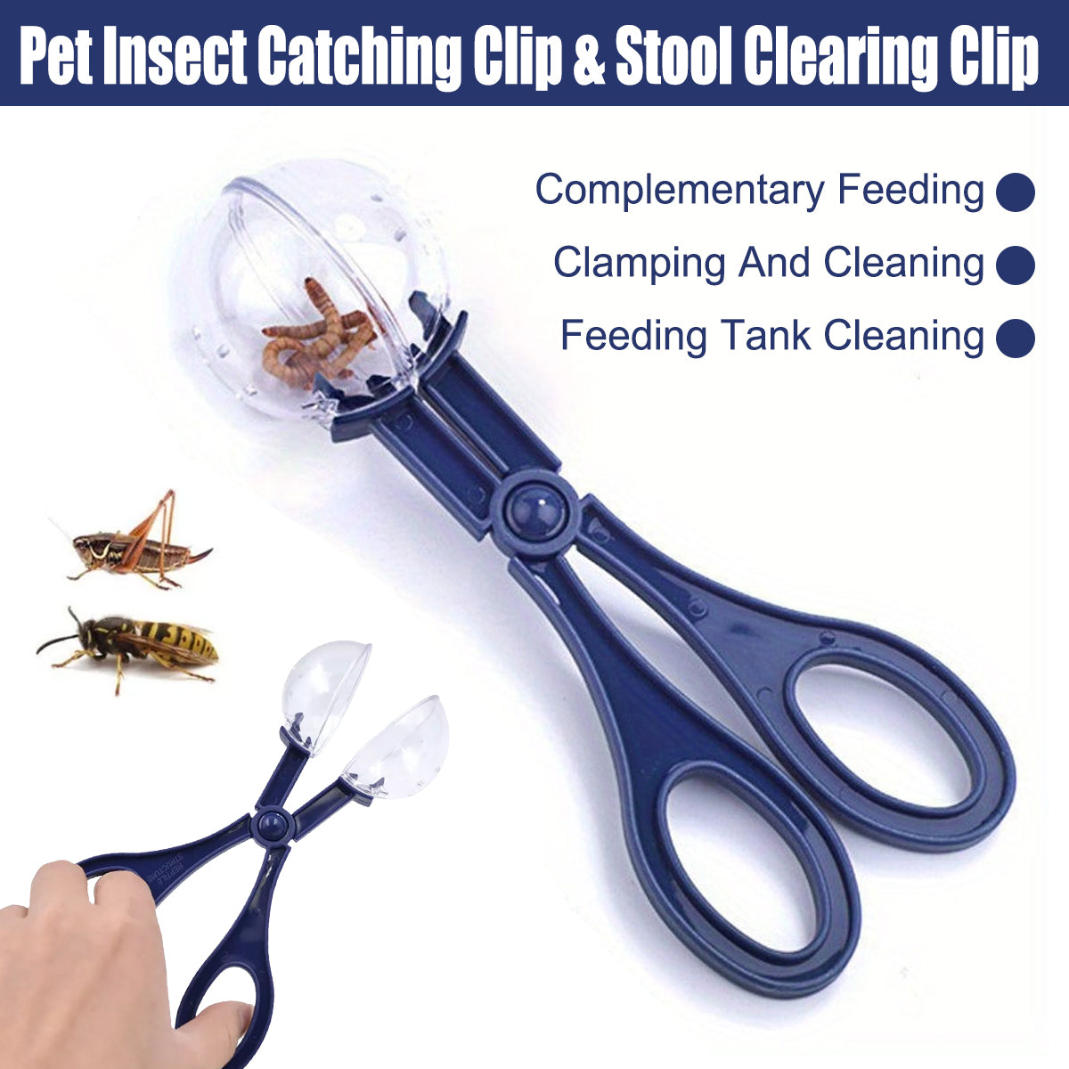 Pet Insect Catching Clip for Reptiles Cleaning Tool with Dome Cover