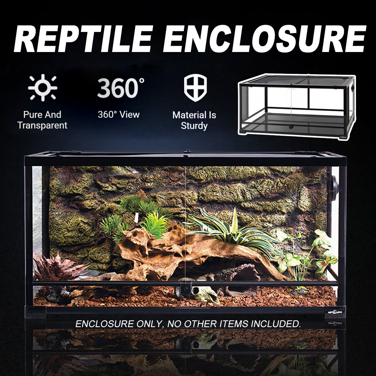 Glass Reptile Terrarium Habitat Enclosure