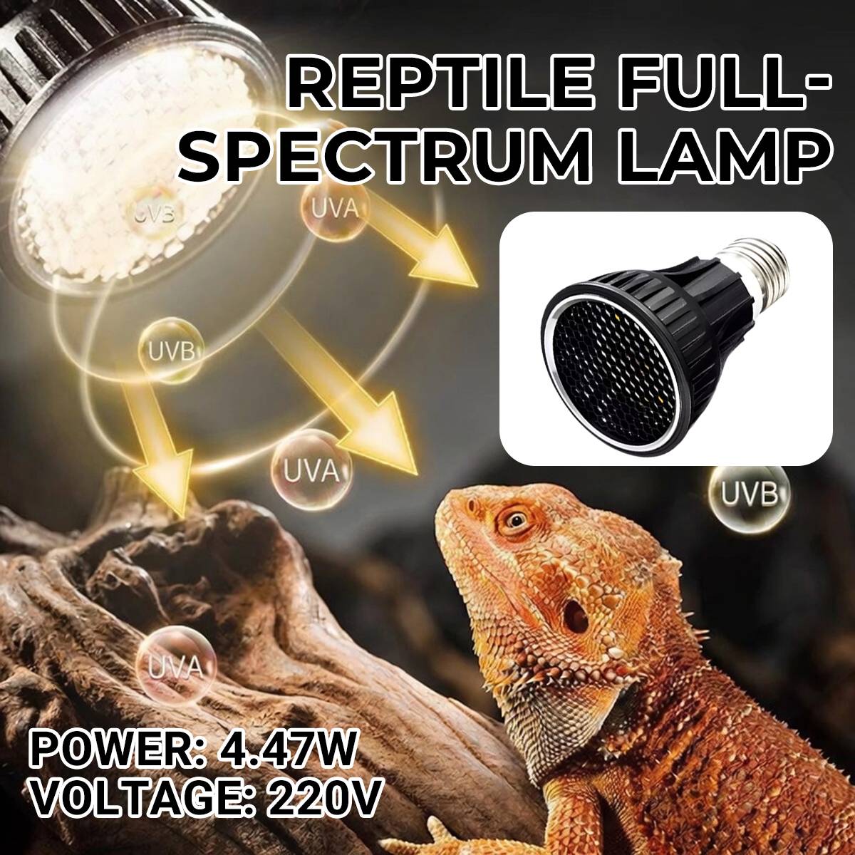 LED UVB Reptile Lamp Full Spectrum 5.0