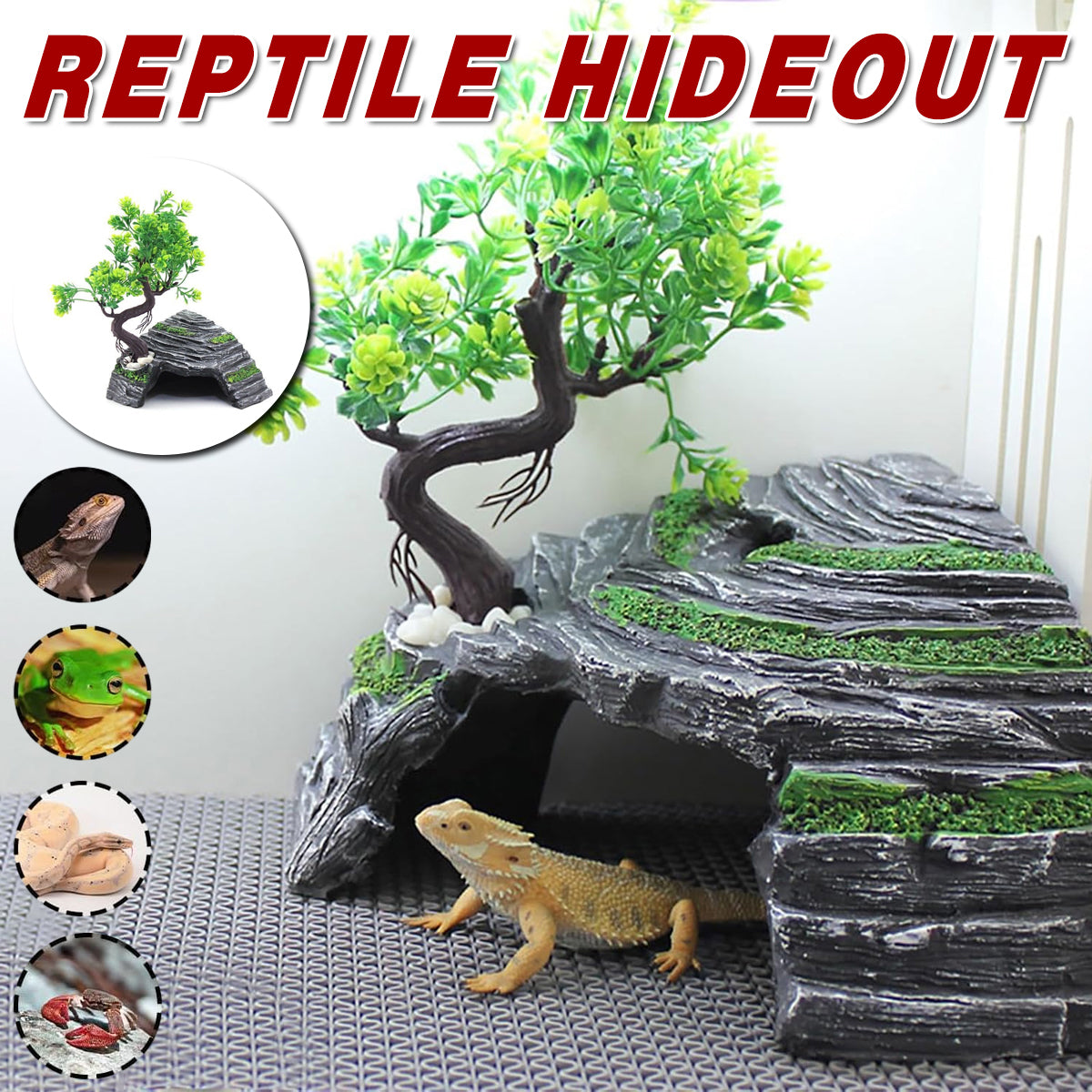 Reptile Hideout with Tree Decor