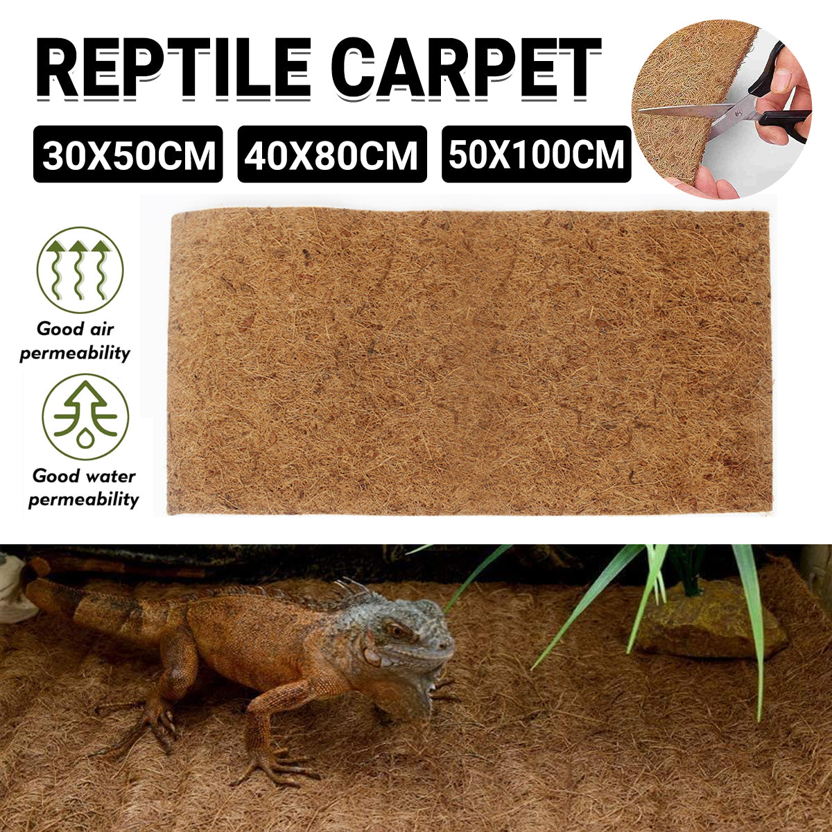 Reptile Terrarium Liner Coconut Fiber Mat Tortoise Carpet Pet Hamster Bedding
