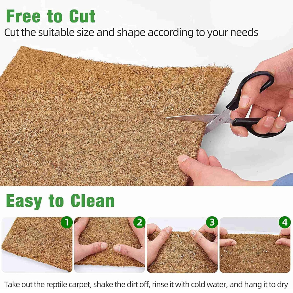 Reptile Terrarium Liner Coconut Fiber Mat Tortoise Carpet Pet Hamster Bedding
