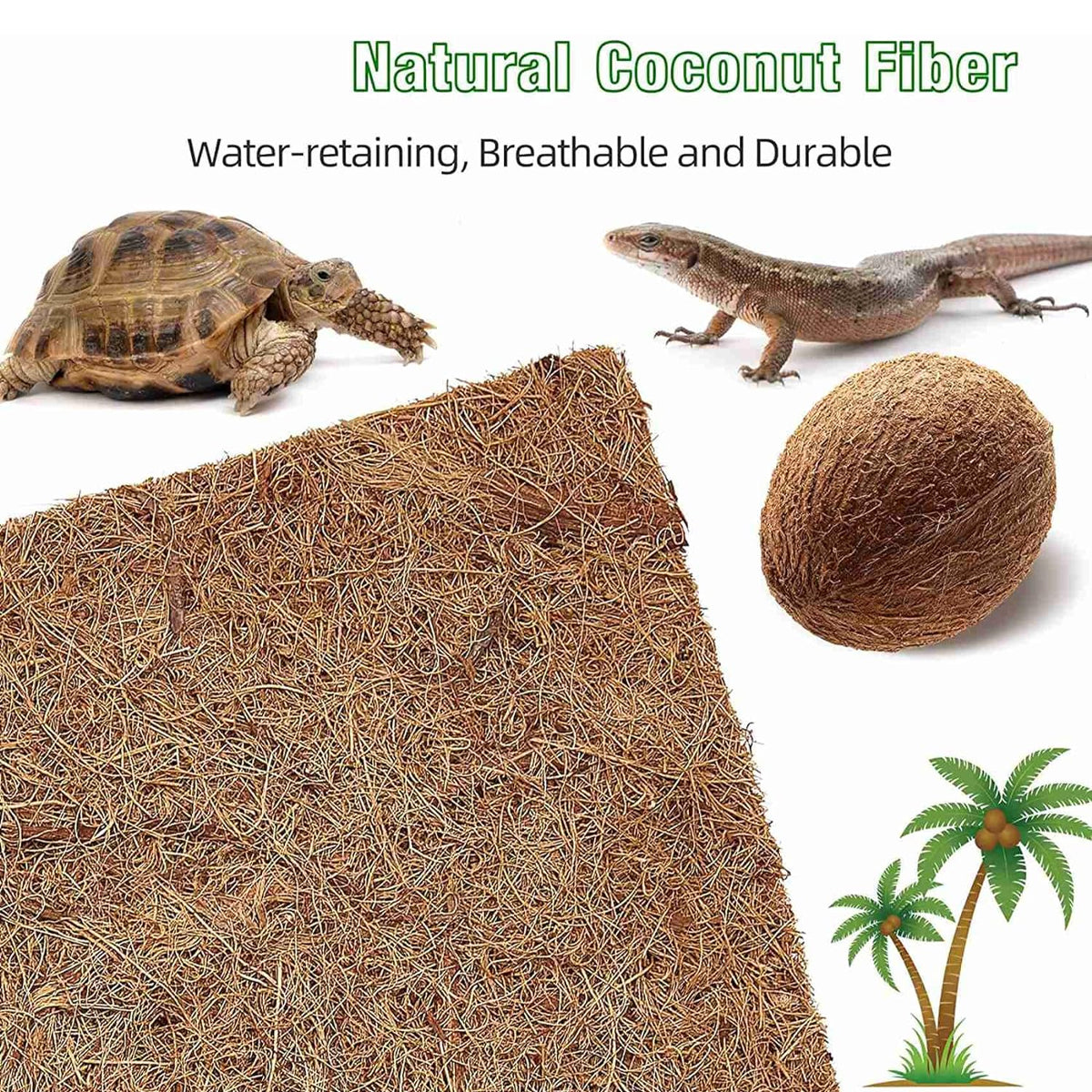 Reptile Terrarium Liner Coconut Fiber Mat Tortoise Carpet Pet Hamster Bedding