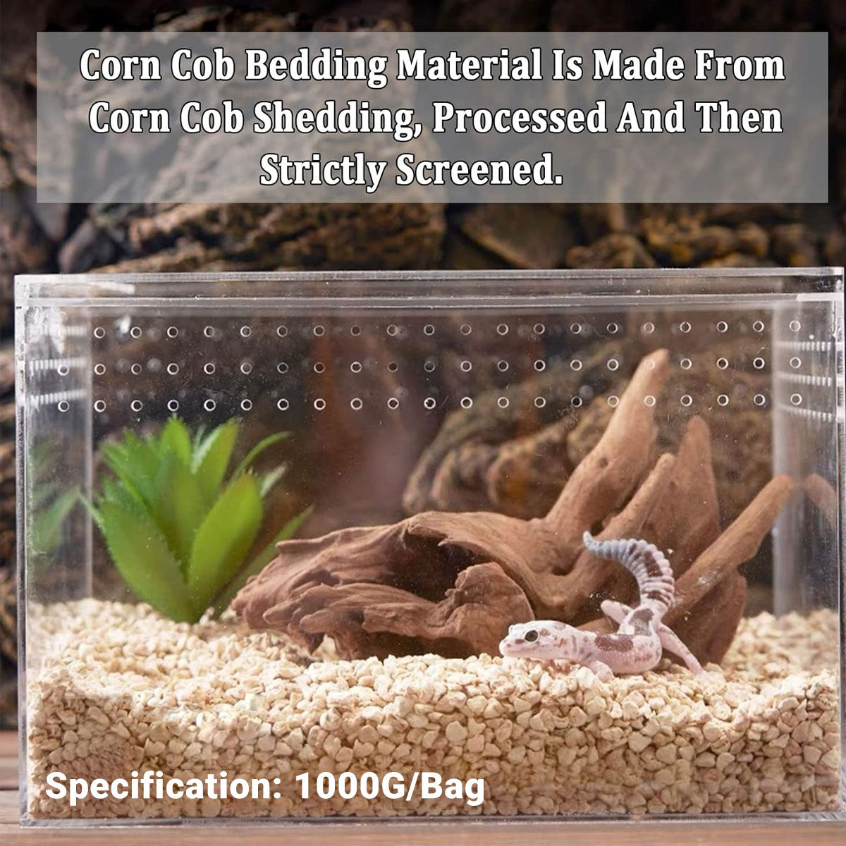 1kg Natural Corn Cob Bedding for Reptiles Small Animal Safe Eco-Friendly Habitat
