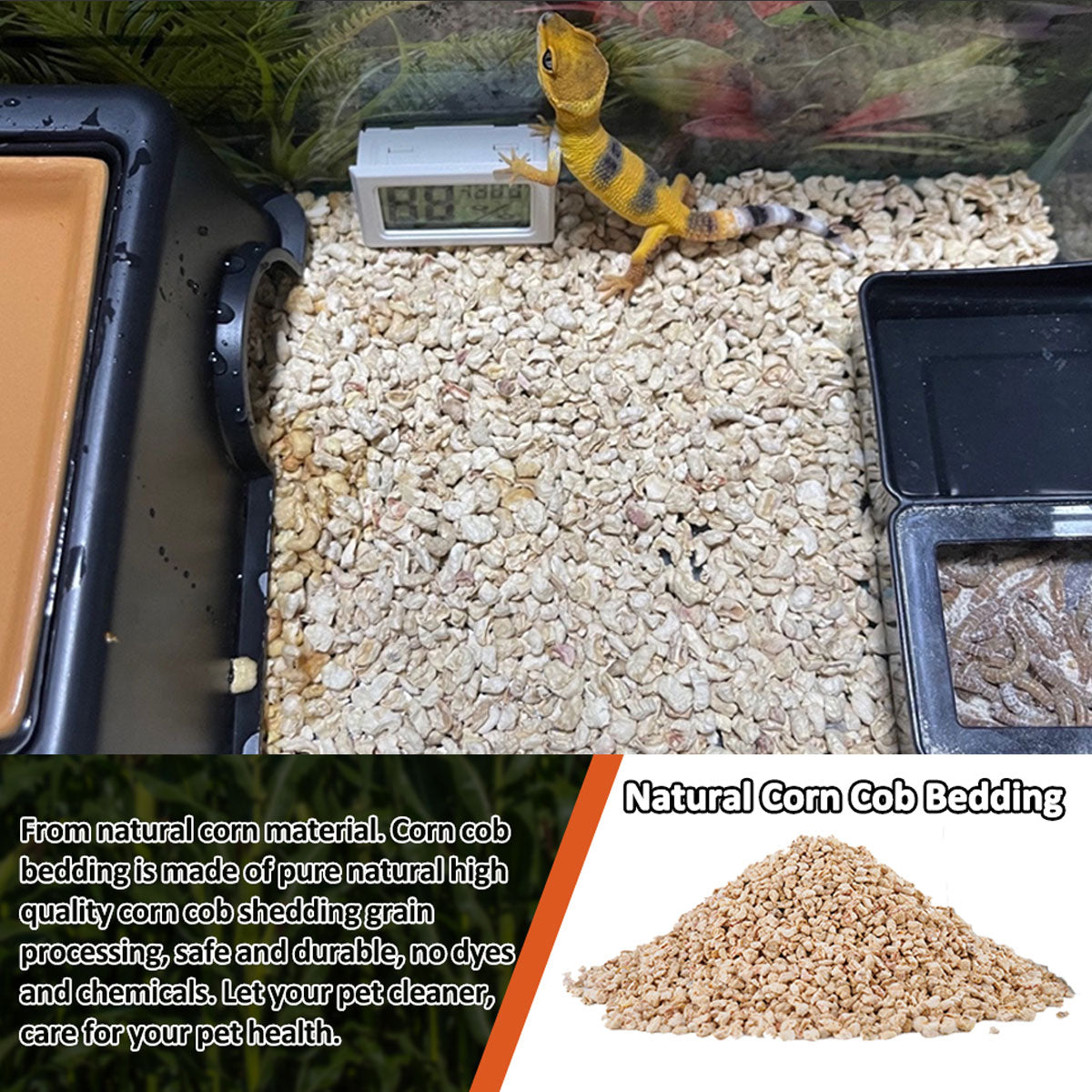 1kg Natural Corn Cob Bedding for Reptiles Small Animal Safe Eco-Friendly Habitat