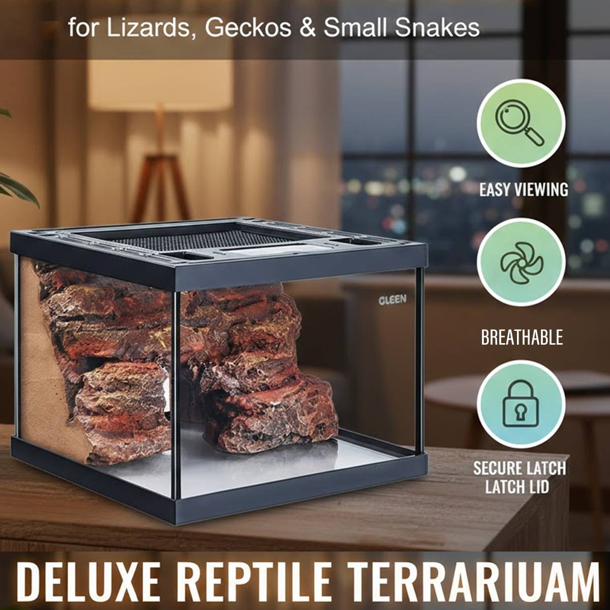 Mini Reptile Terrarium Tank 20cm Glass Enclosure