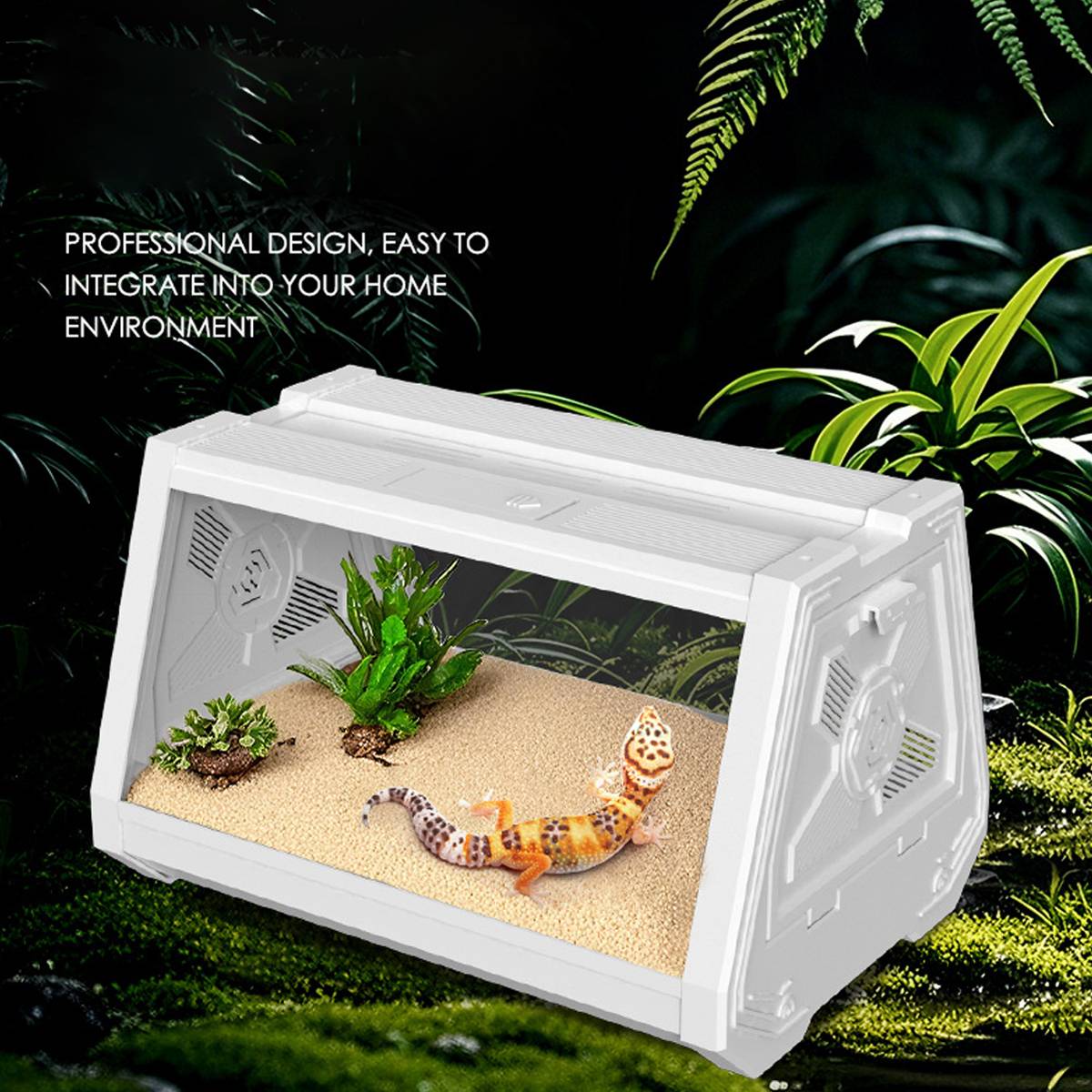Reptile Habitat Tank With Ventilation And Feeding Port