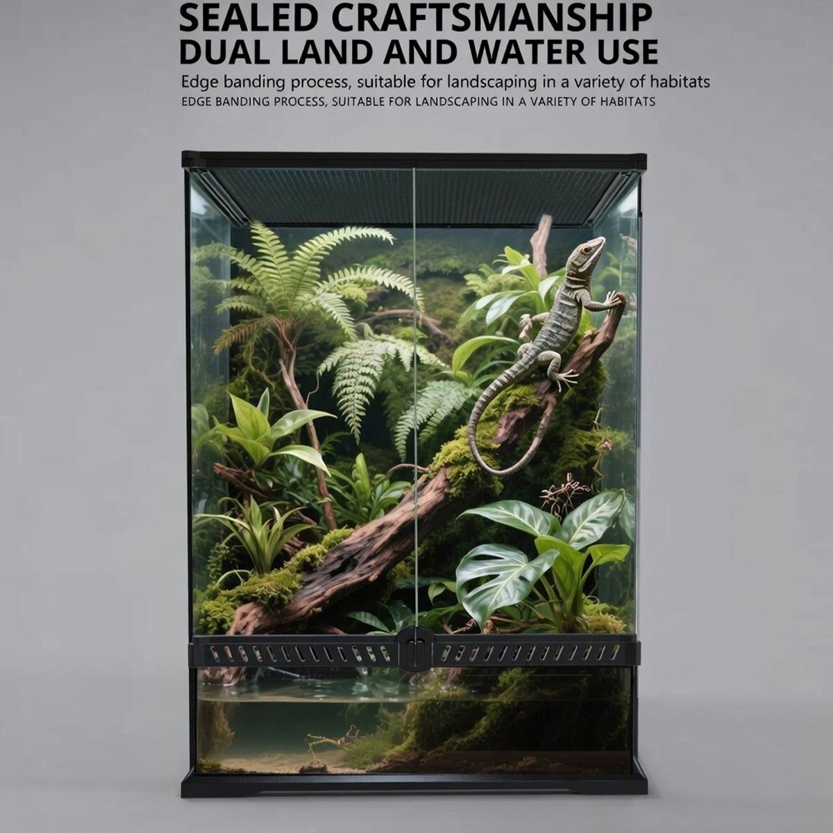 Reptile Terrarium Glass Tank 30x30x45cm
