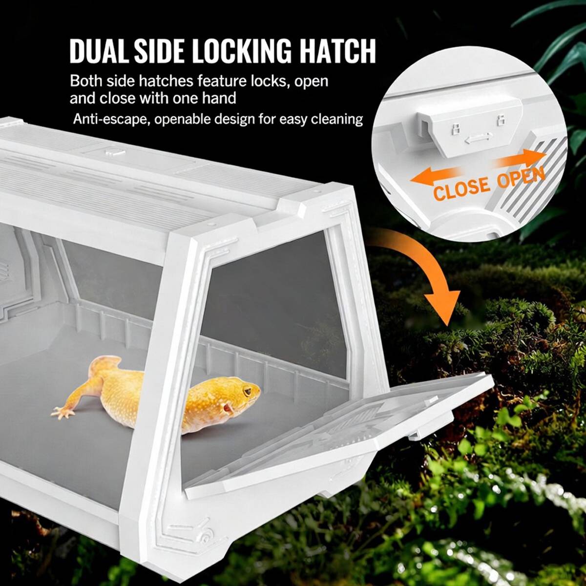 Reptile Habitat Tank With Ventilation And Feeding Port