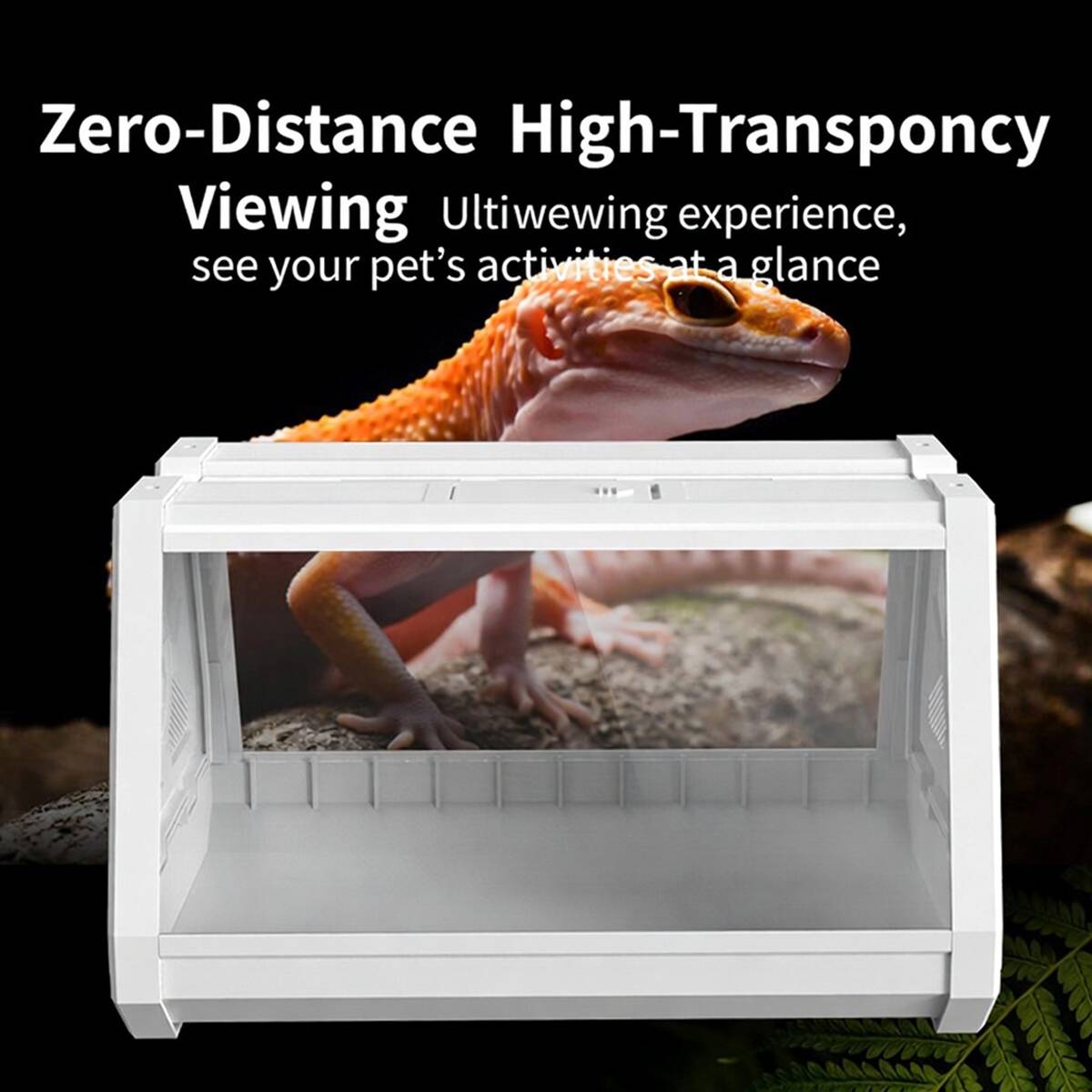 Reptile Habitat Tank With Ventilation And Feeding Port