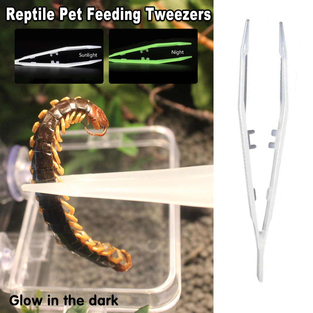 Luminous Reptile Feeding Tweezers Glow-in-the-Dark Tool 18cm