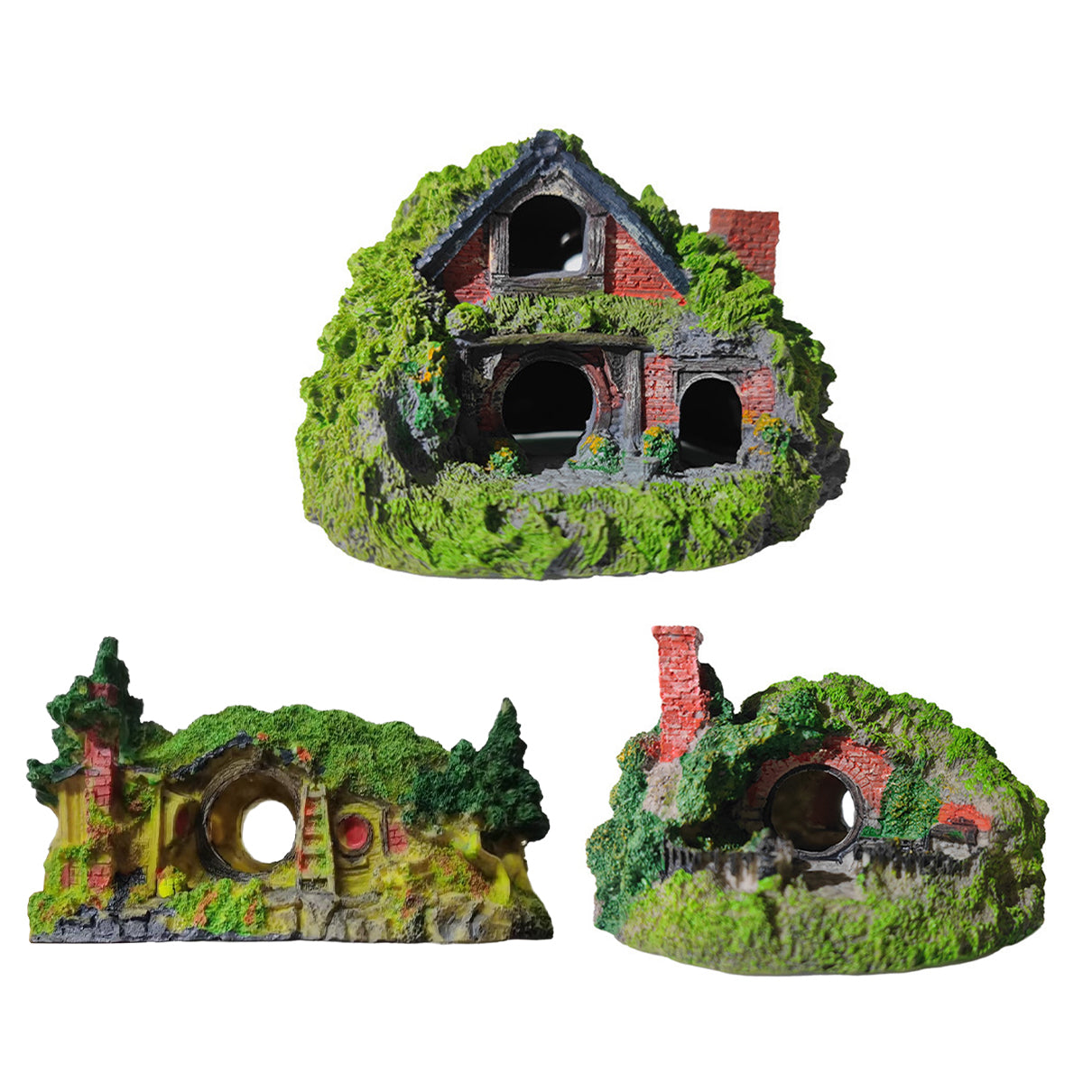 Resin Grass House Aquarium Decoration