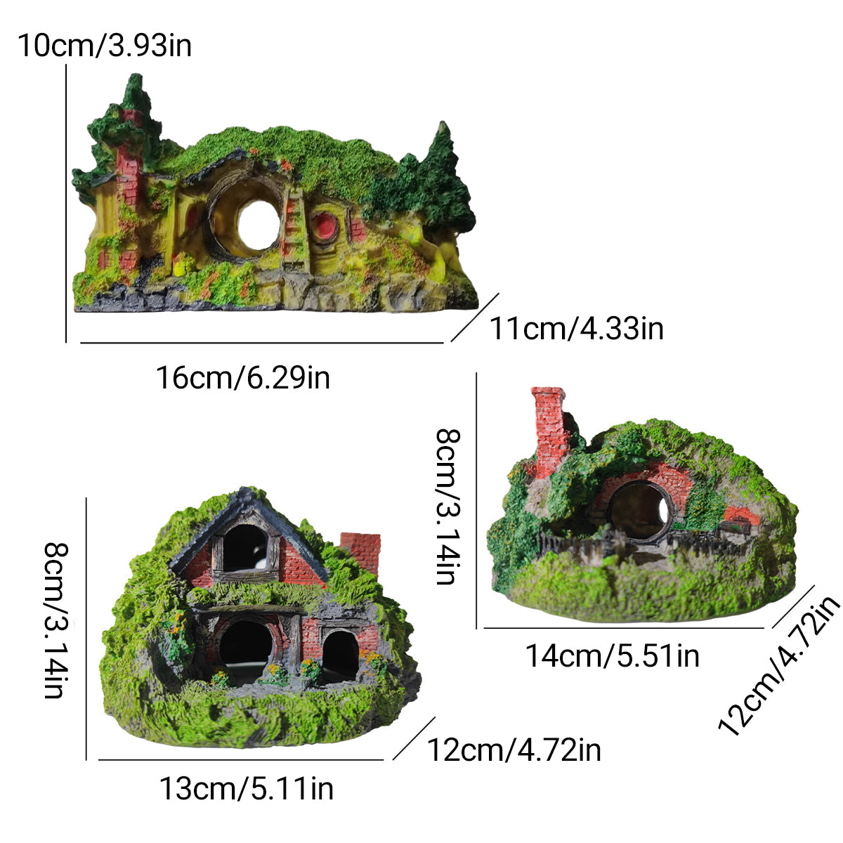 Resin Grass House Aquarium Decoration