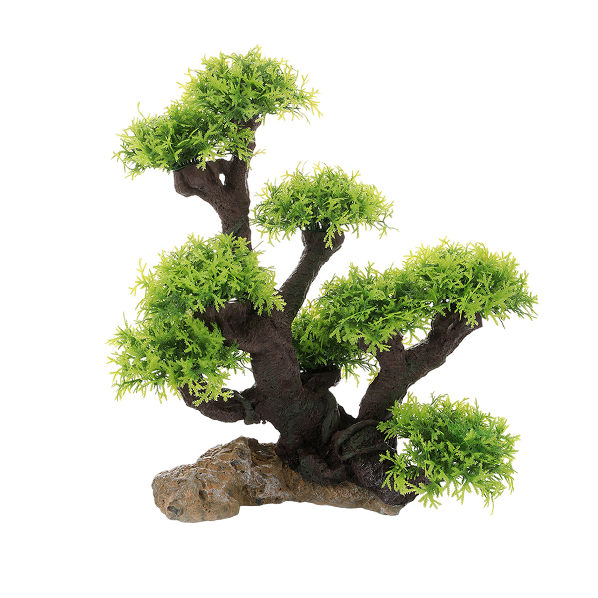 Resin Aquarium Rockery Decoration with Moss and Water Grass Tree
