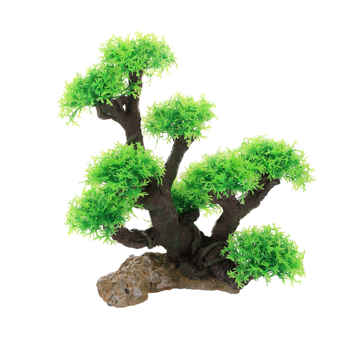Resin Aquarium Rockery Decoration with Moss and Water Grass Tree