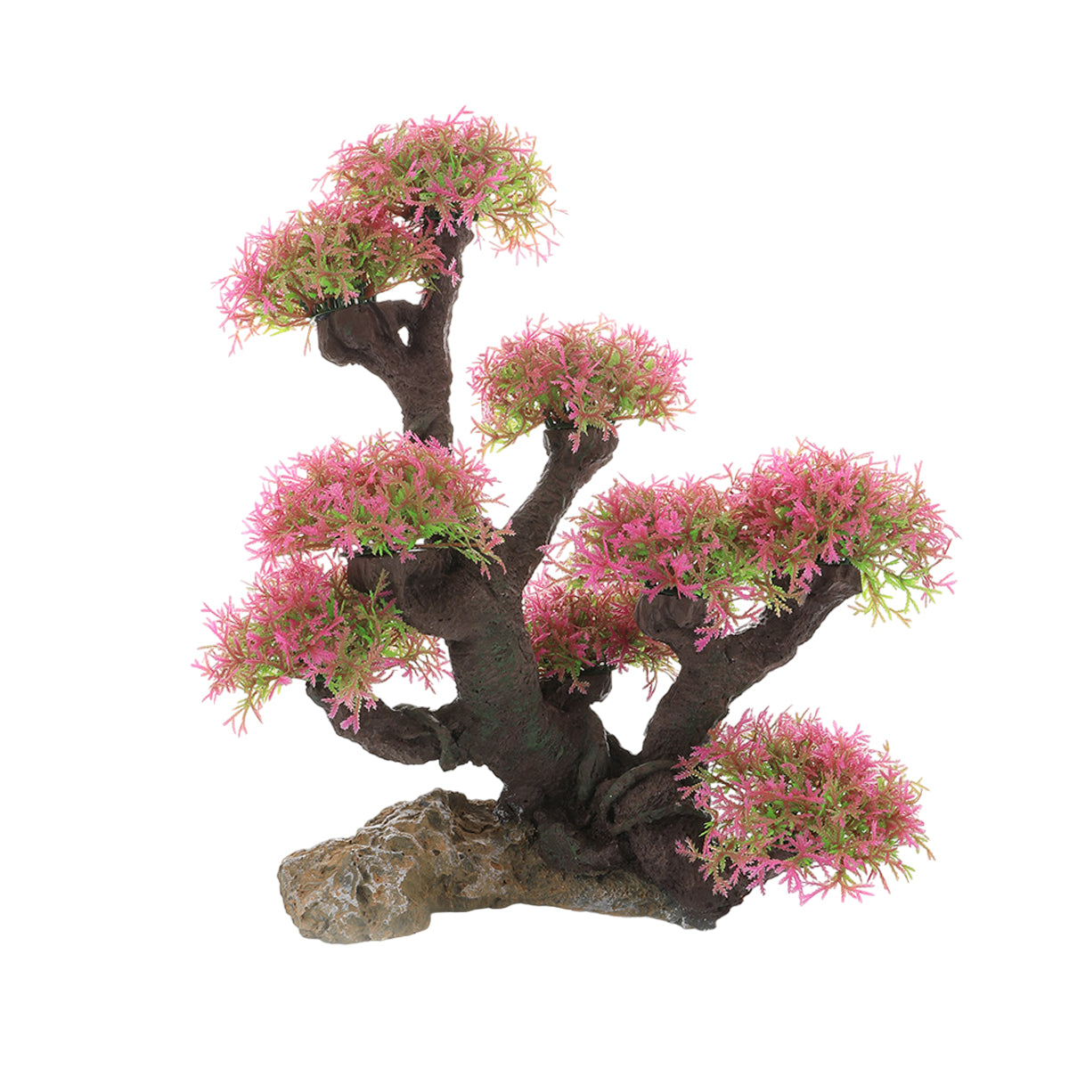 Resin Aquarium Rockery Decoration with Moss and Water Grass Tree