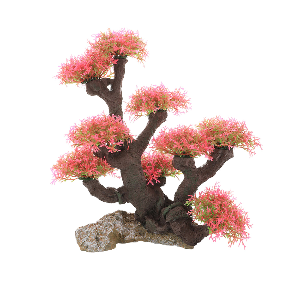 Resin Aquarium Rockery Decoration with Moss and Water Grass Tree