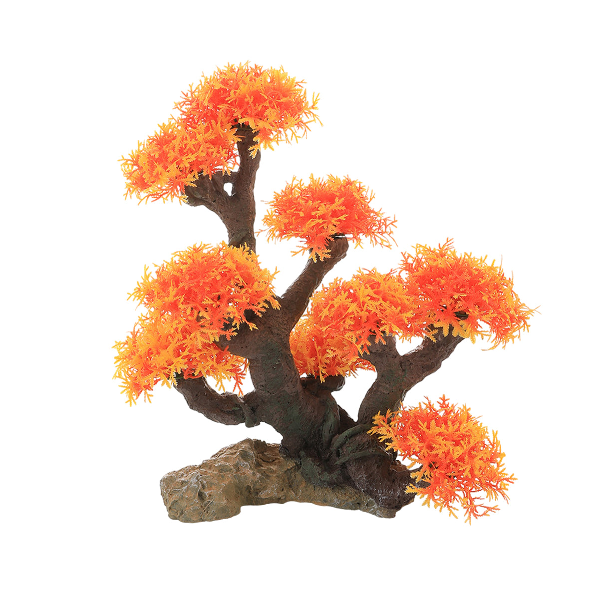 Resin Aquarium Rockery Decoration with Moss and Water Grass Tree