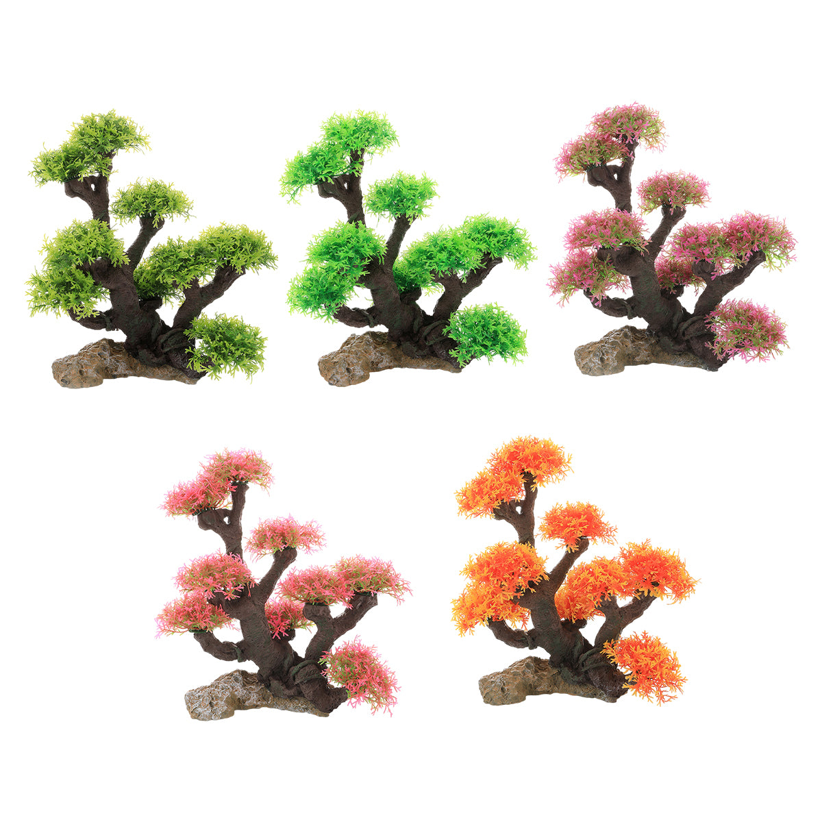Resin Aquarium Rockery Decoration with Moss and Water Grass Tree