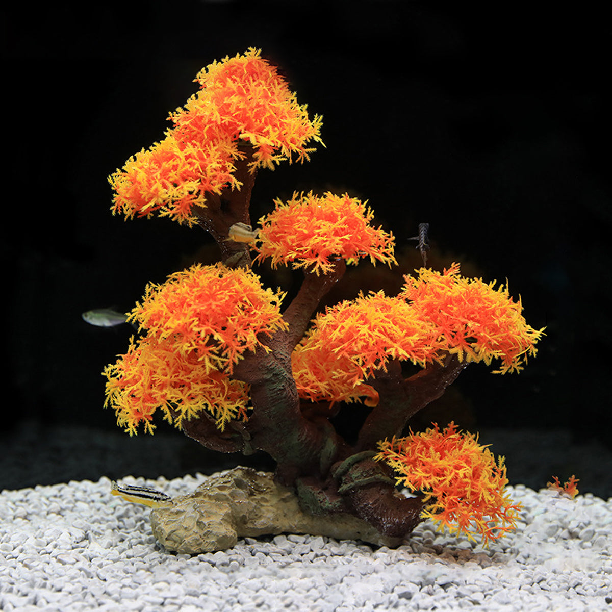 Resin Aquarium Rockery Decoration with Moss and Water Grass Tree