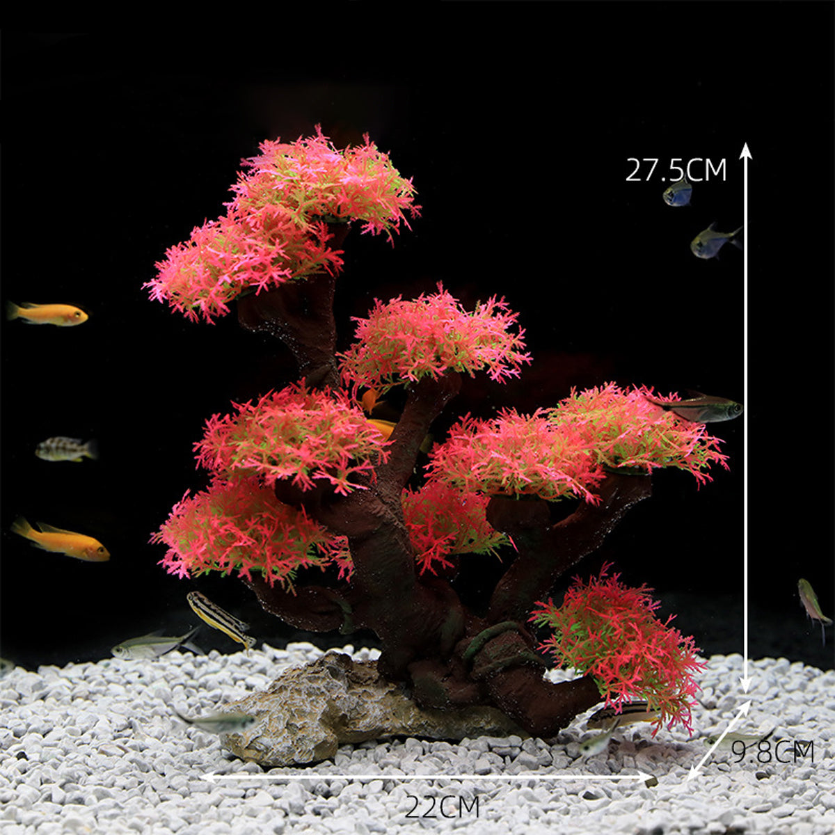 Resin Aquarium Rockery Decoration with Moss and Water Grass Tree