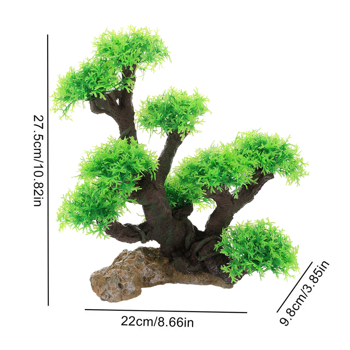 Resin Aquarium Rockery Decoration with Moss and Water Grass Tree