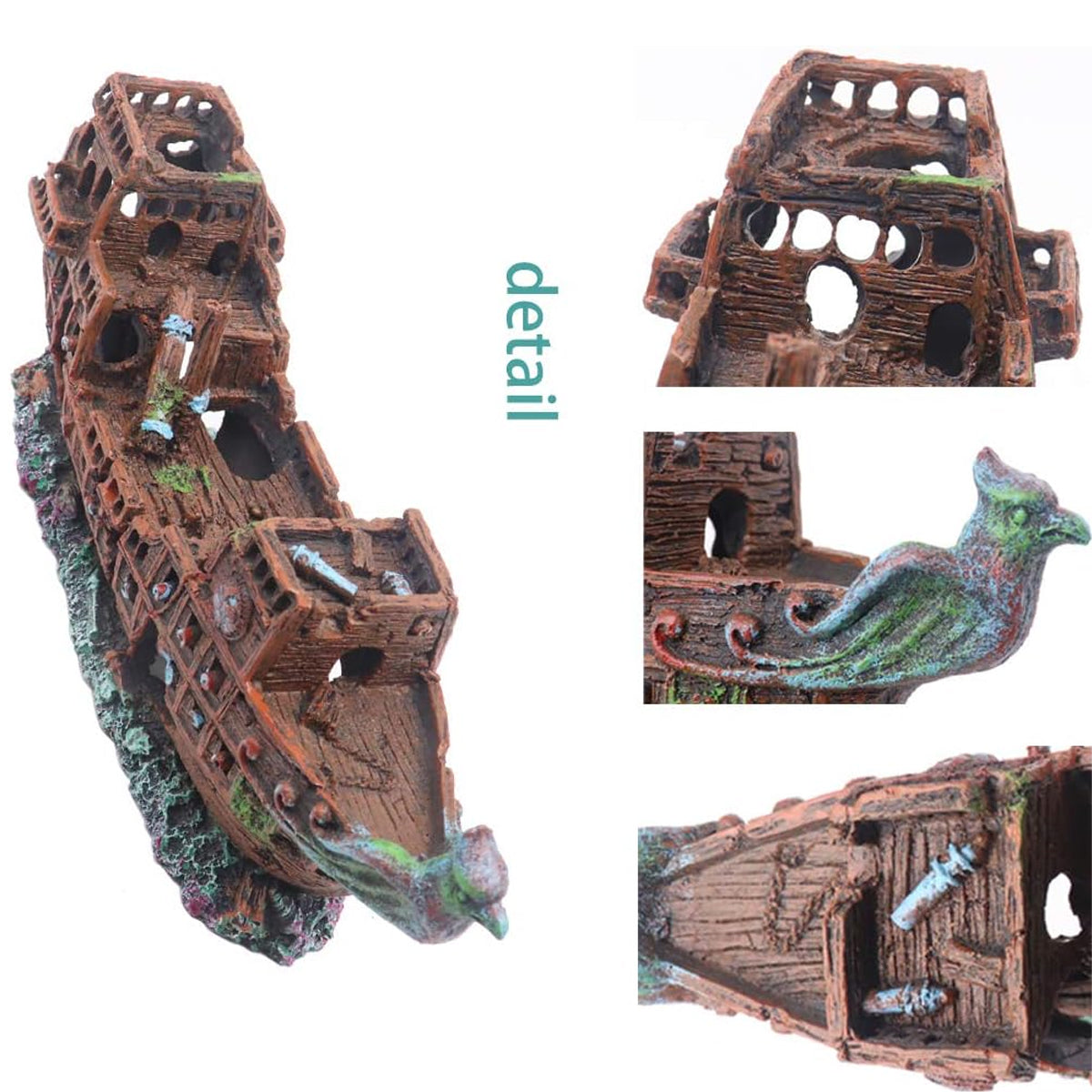 Resin Pirate Ship Aquarium Ornament